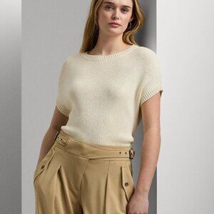 Lauren Ralph Lauren Women’s Rib-Knit Crewneck Sweater XL Short Dolman Sleeve